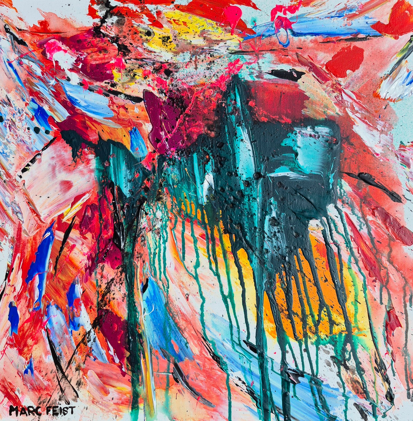 Baiser Invisible | 60 x 60 3D | Acrylique aux couteaux