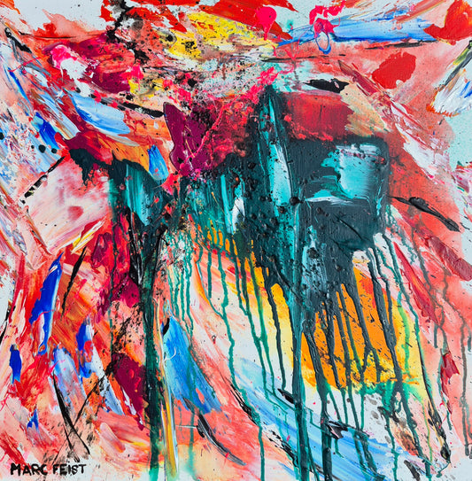 Baiser Invisible | 60 x 60 3D |  Acrylique aux couteaux