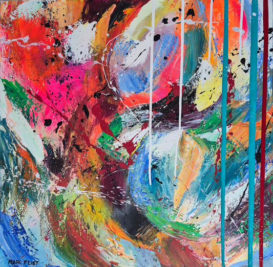 GESTATION | 80 x 80 3D | Acrylique aux couteaux