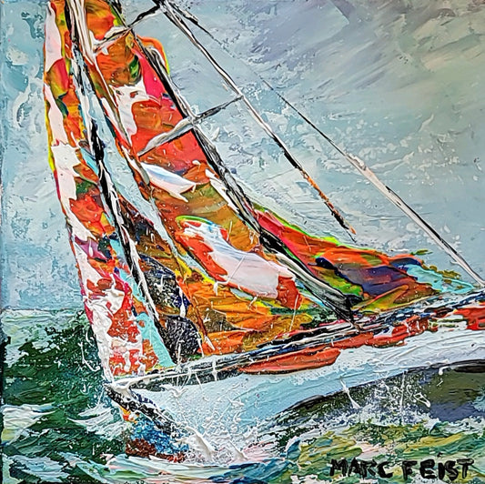 Gréement | 20 x 20 cm | Acrylique aux couteaux