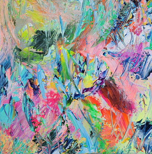 FLAMBOYANCE | 30 x 30 cm | Acrylique aux couteaux