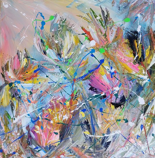 PRINTANIER | 80x80x3 cm| Acrylique aux couteaux