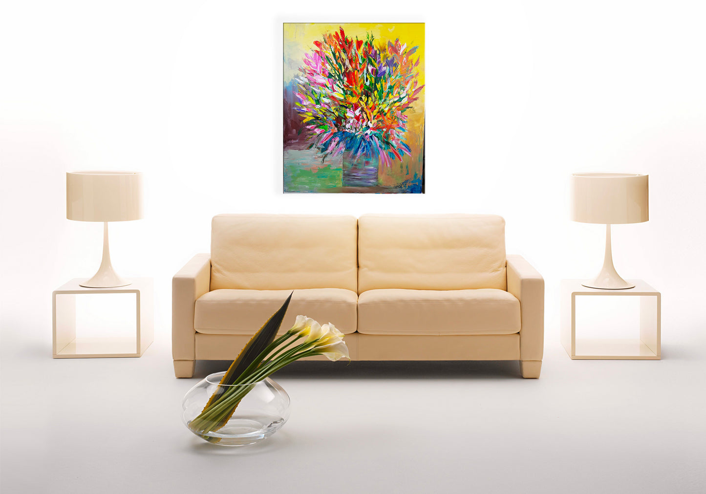 Bouquet de glaïeuls | 73 x 60 cm | Acrylique aux couteaux