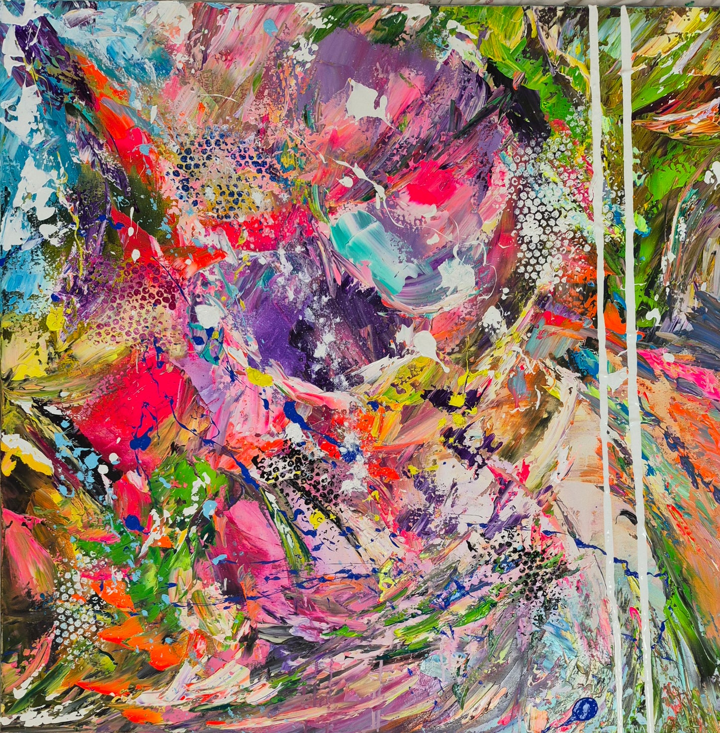 HORIZON | 100x100 cm 3D | Acrylique aux couteaux, abstraction, énergie, émotion, haut de gamme, matière