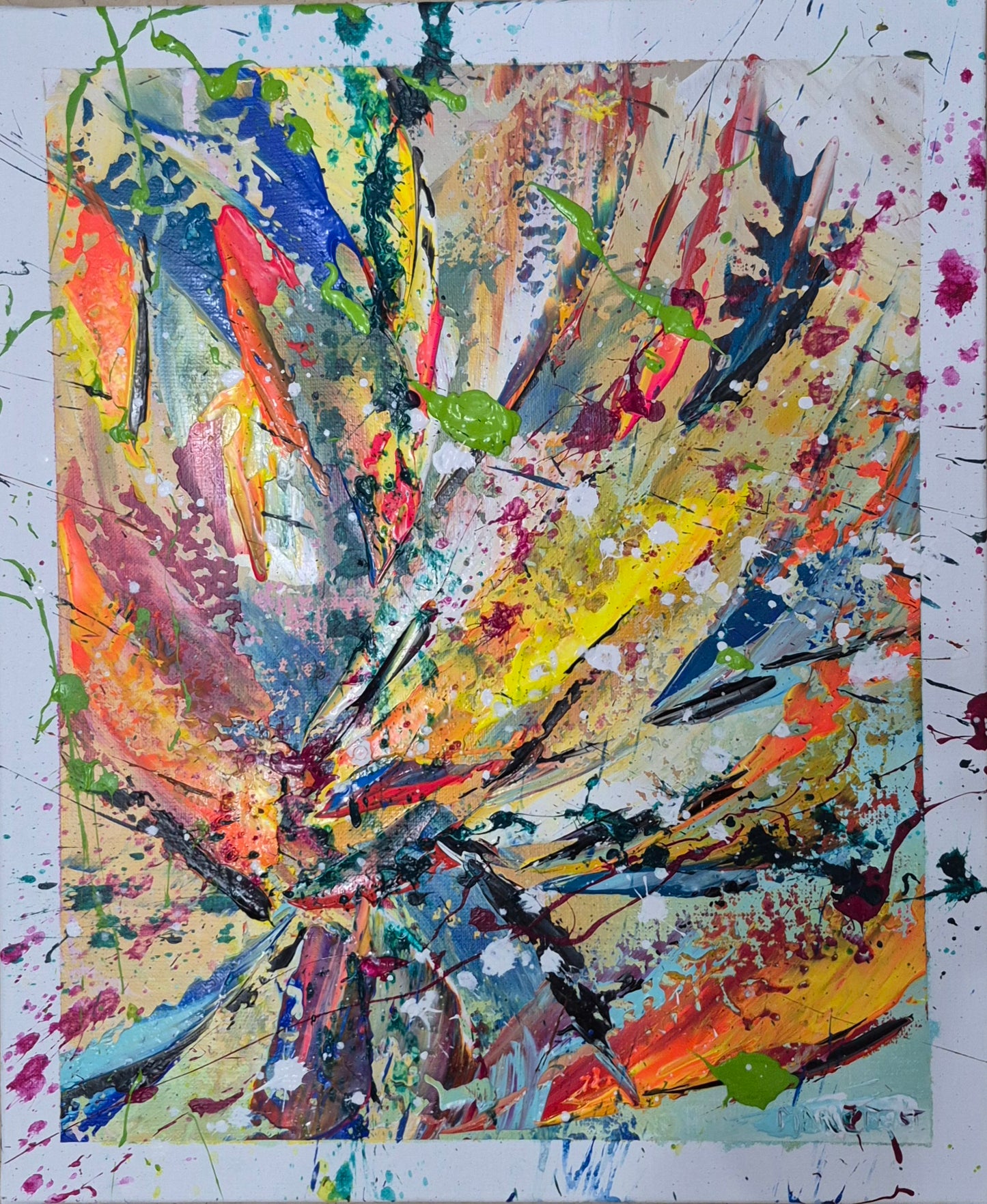 FLORESSANCE | 46x38 cm |  Acrylique aux couteaux, abstraction, énergie, émotion, haut de gamme, matière