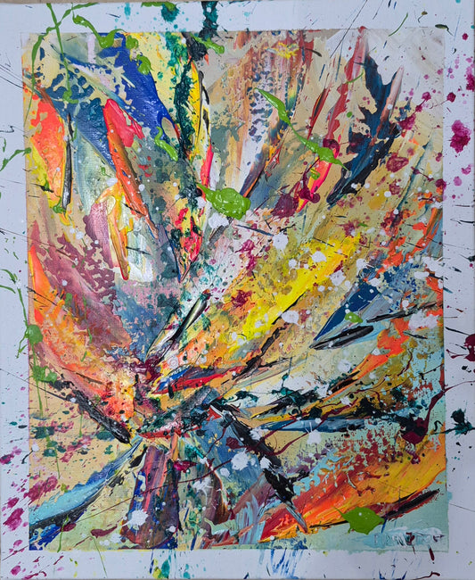 FLORESSANCE | 46x38 cm |  Acrylique aux couteaux, abstraction, énergie, émotion, haut de gamme, matière