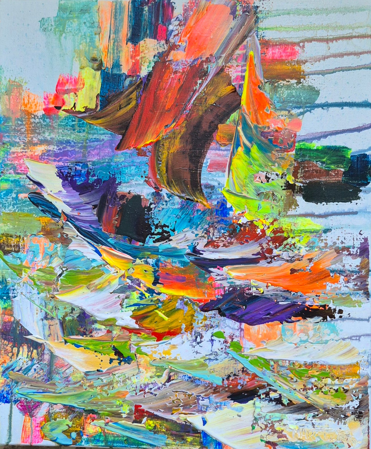 MARITIME | 46x38 cm |  Acrylique aux couteaux, abstraction, énergie, émotion, haut de gamme, matière