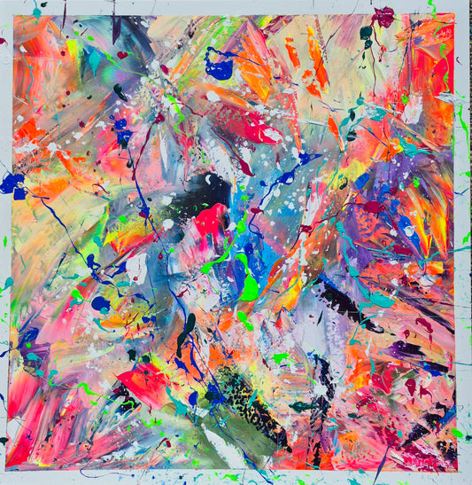 Amoureusement | 80x80cm 3D | Acrylique aux couteaux, abstraction, énergie, émotion, haut de gamme, matière