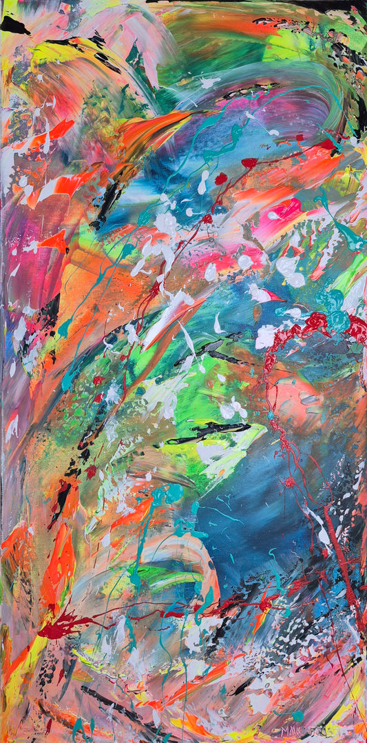 CALYPSO |80x40 cm 3D | Acrylique aux couteaux, abstraction, énergie, émotion, haut de gamme, matière