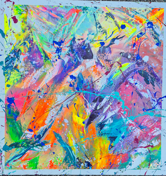 FOISONNEMENT | 80x80 cm 3D | Acrylique aux couteaux, abstraction, énergie, émotion, haut de gamme, matière