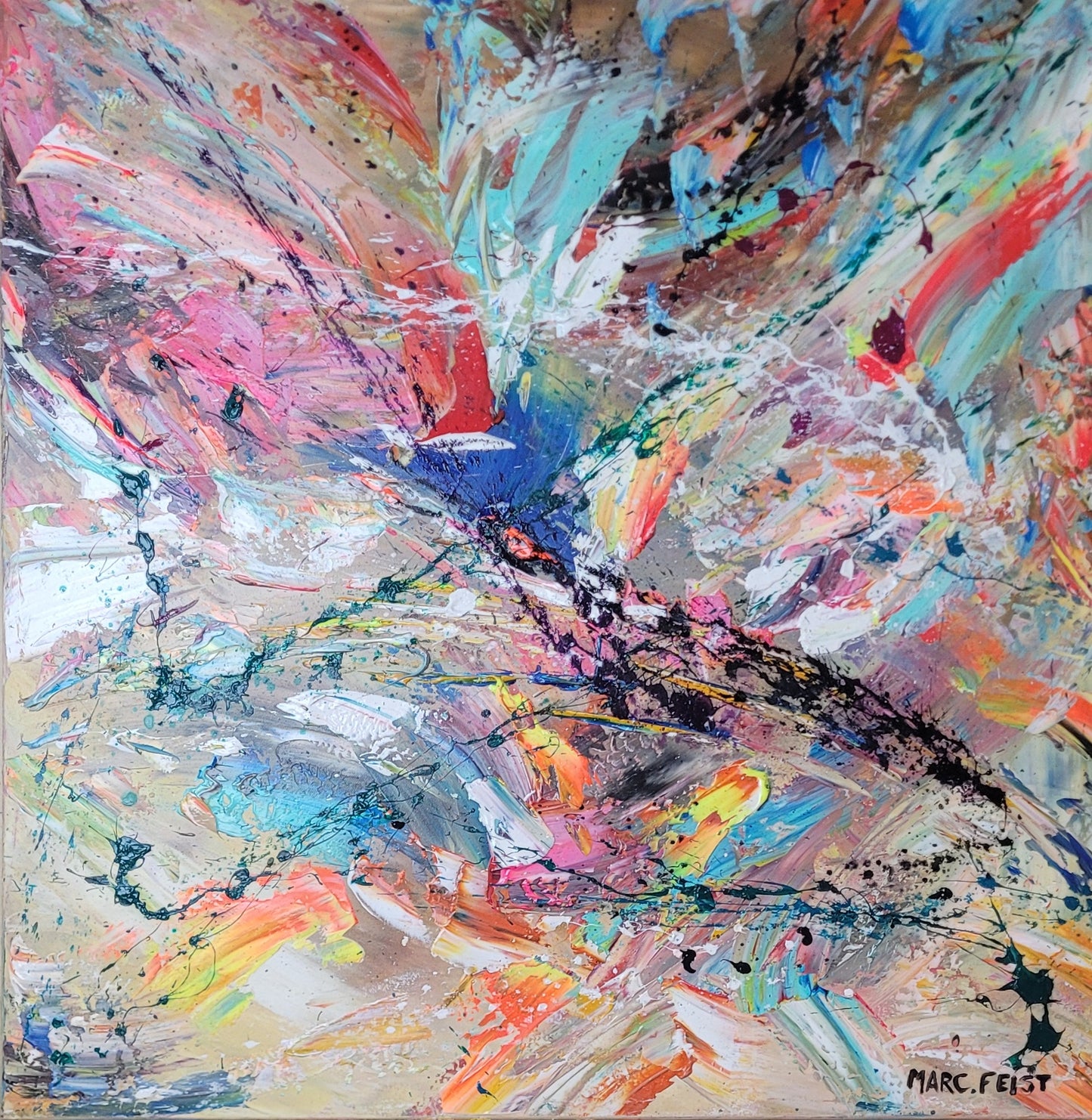 INCONSCIENT | 80x80x3cm | Acrylique aux couteaux