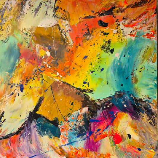 JOIE | 80 x 80 cm 3D | Acrylique aux couteaux