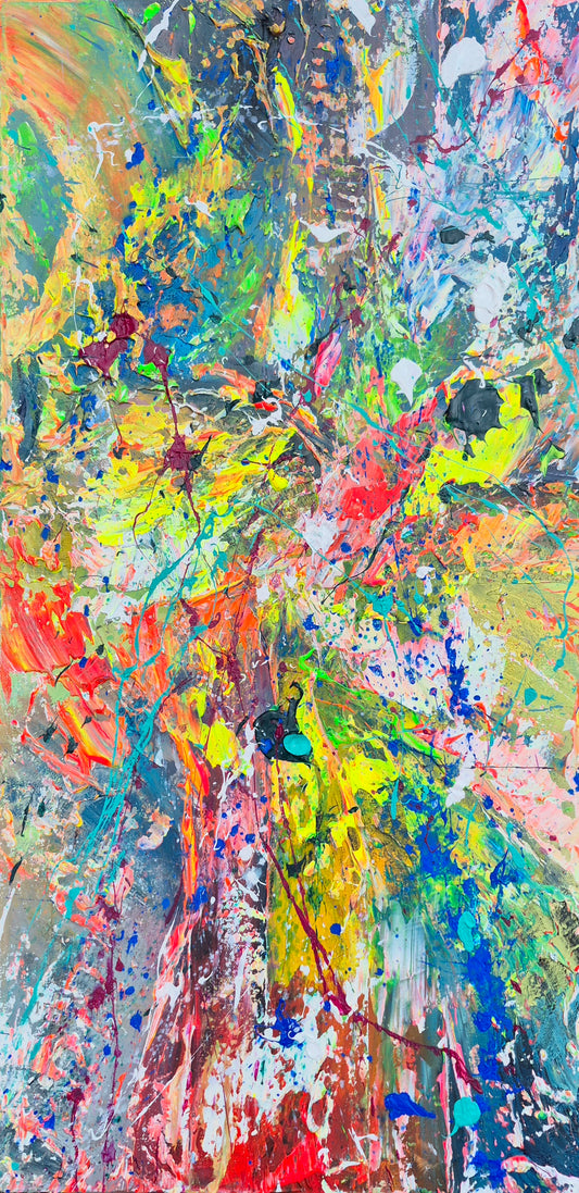 PURIFICATION | 80x40 cm 3D | Acrylique aux couteaux, abstraction, énergie, émotion, haut de gamme, matière