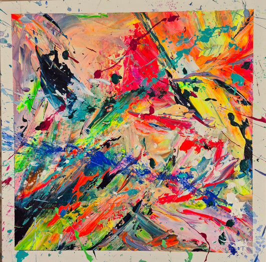 SENSATION | 50x50cm |  Acrylique aux couteaux, abstraction, énergie, émotion, haut de gamme, matière