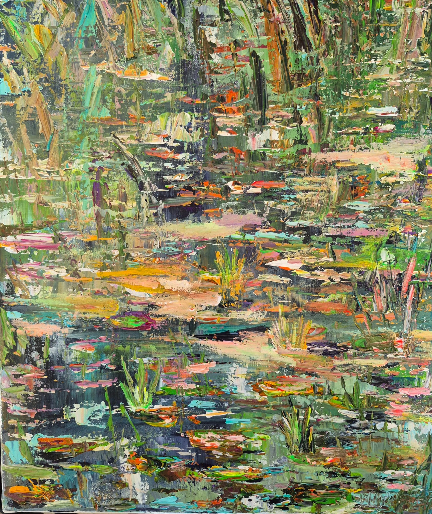 Sérénité | 46x38 cm |  Acrylique aux couteaux, abstraction, énergie, émotion, haut de gamme, matière