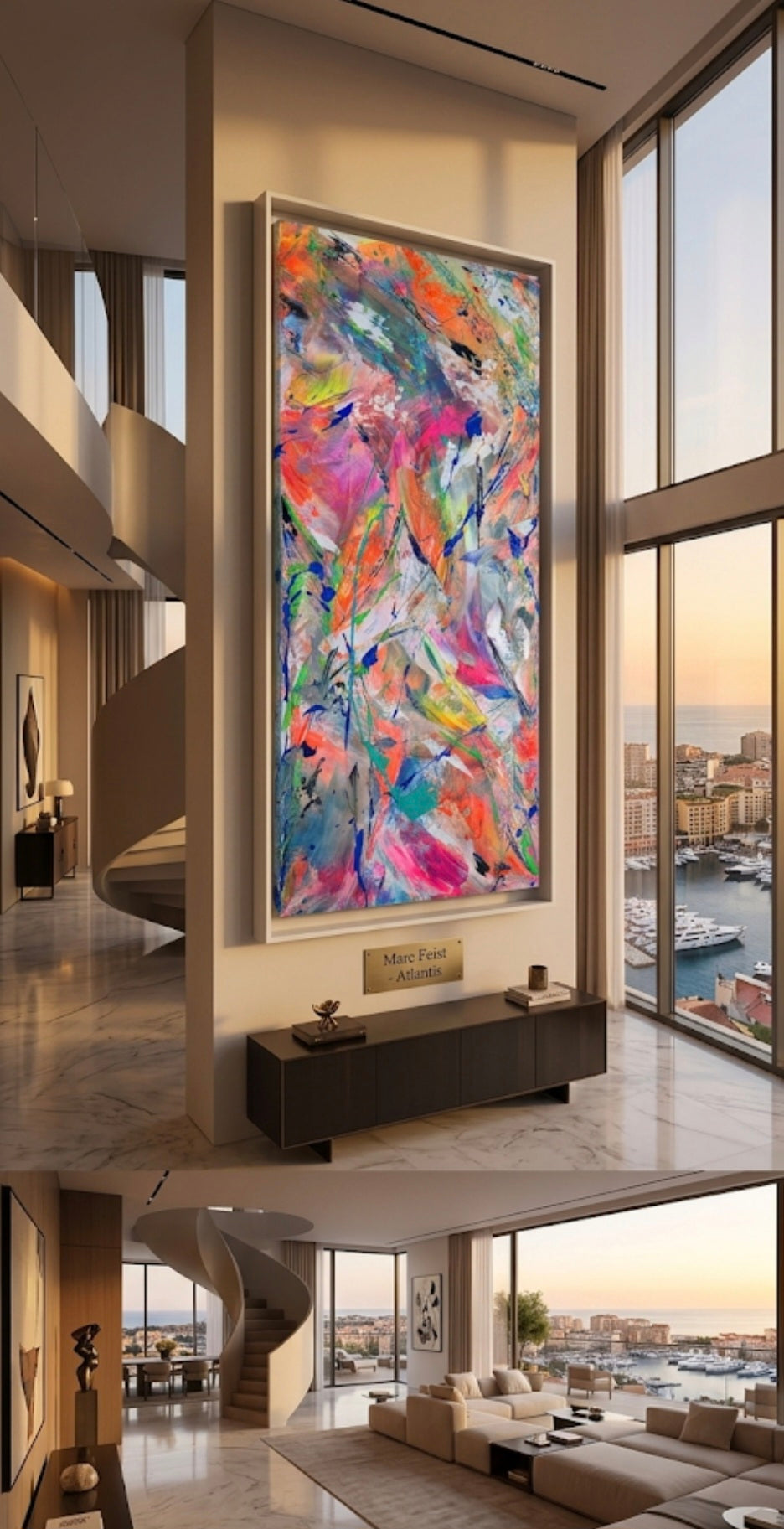 ATLANTIS | 80x40 cm 3D | Acrylique aux couteaux, abstraction, énergie, émotion, haut de gamme, matière
