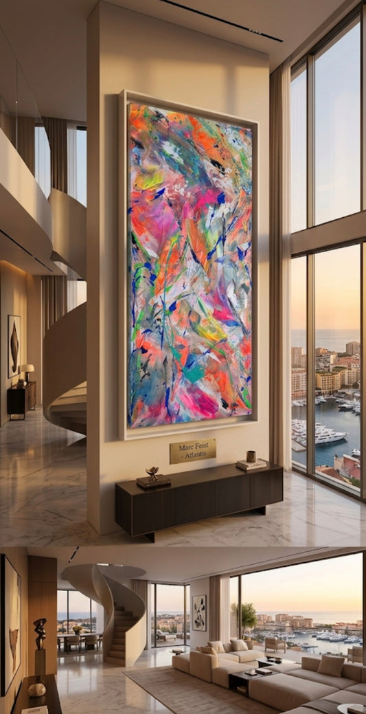 ATLANTIS | 80x40 cm 3D | Acrylique aux couteaux, abstraction, énergie, émotion, haut de gamme, matière