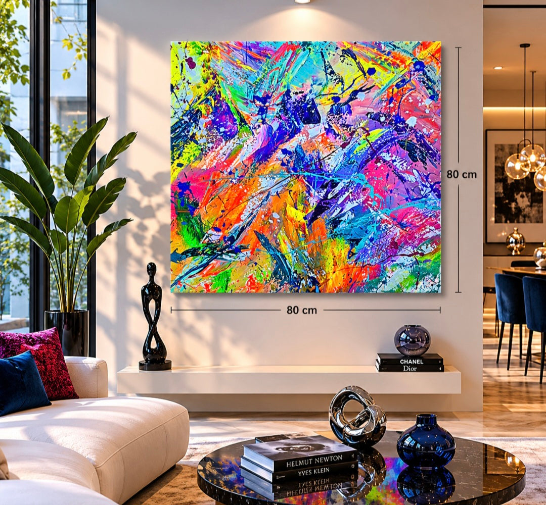 FOISONNEMENT | 80x80 cm 3D | Acrylique aux couteaux, abstraction, énergie, émotion, haut de gamme, matière