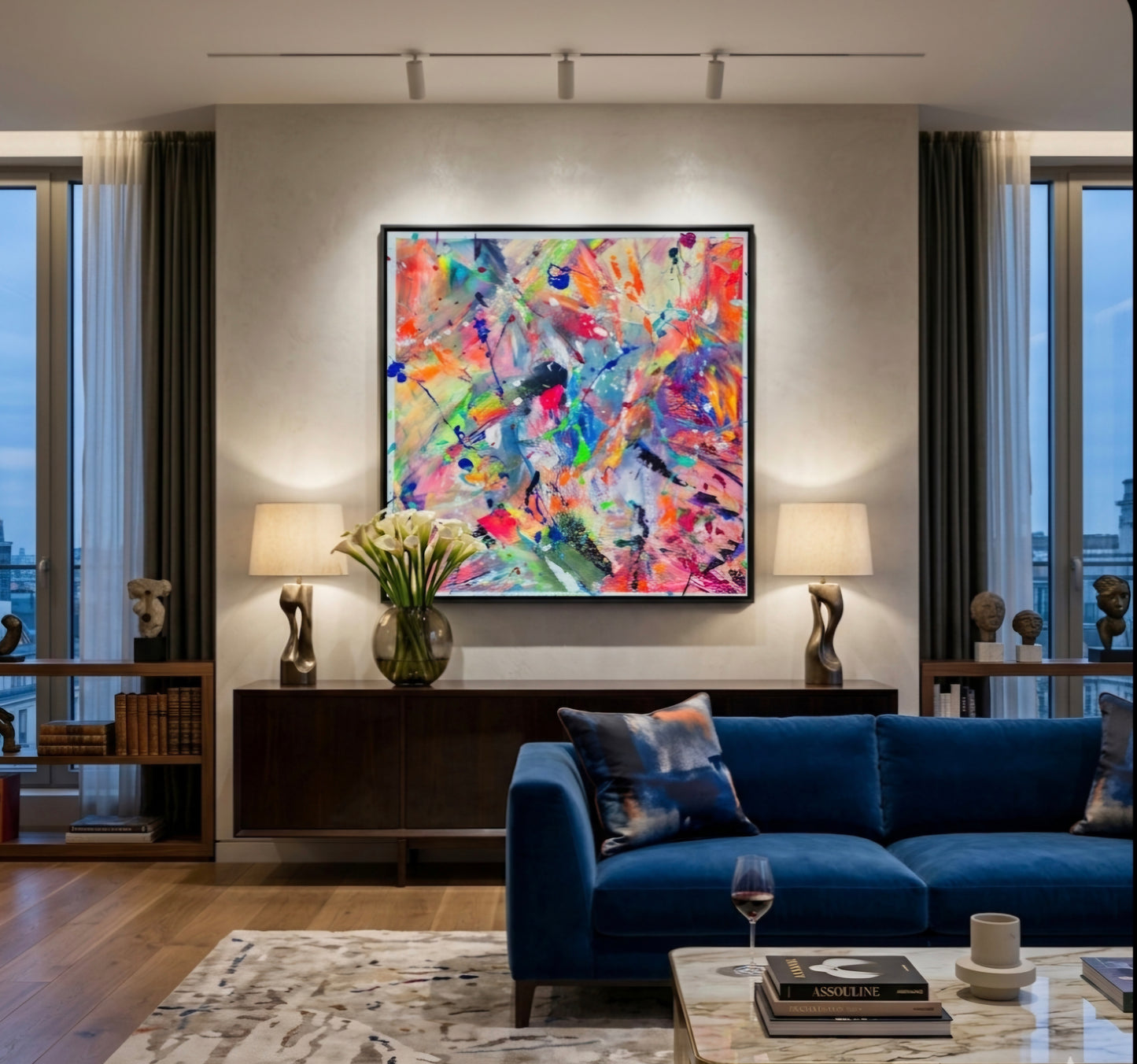 Amoureusement | 80x80cm 3D | Acrylique aux couteaux, abstraction, énergie, émotion, haut de gamme, matière