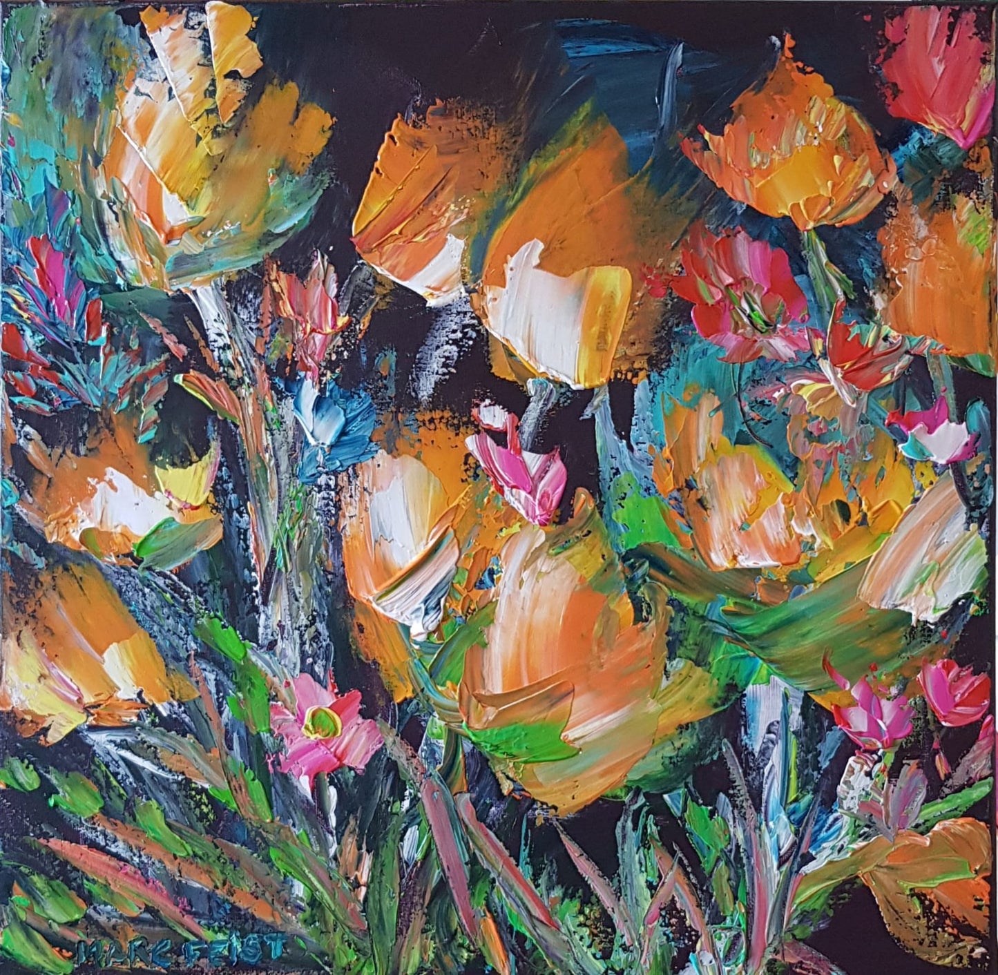 Flora | 50 x 50 cm | Acrylique aux couteaux