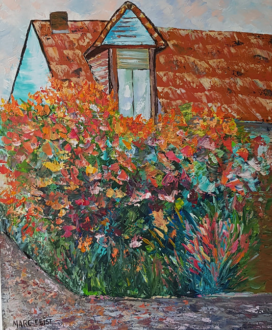 La maison fleurie | 73 x 60 cm | Acrylique aux couteaux