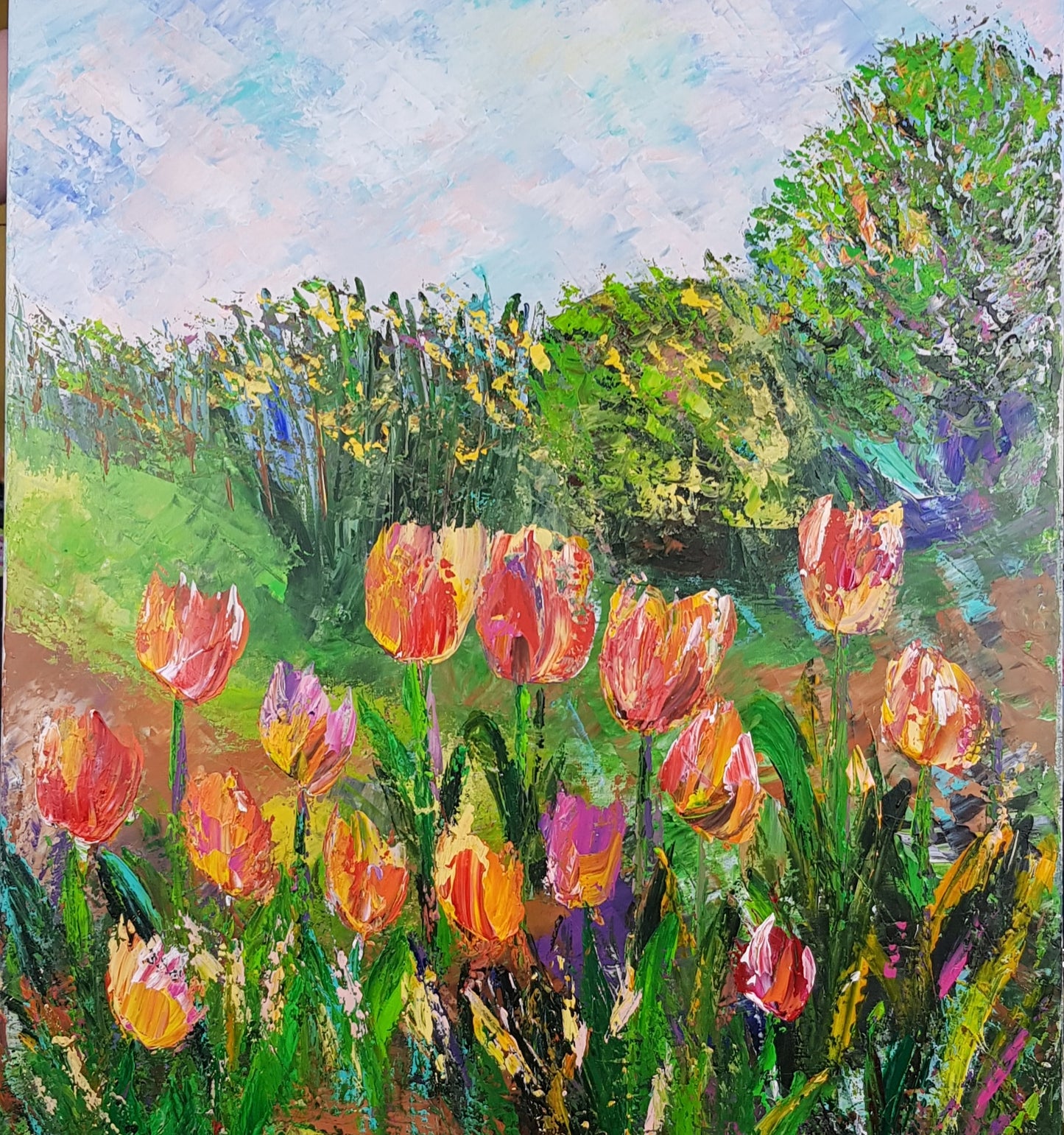 Tulipes | 73 x 60 cm | Acrylique aux couteaux