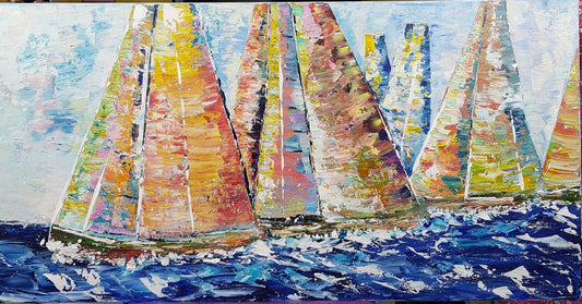 Le plaisir de naviguer | 40 x 80 cm | Acrylique aux couteaux