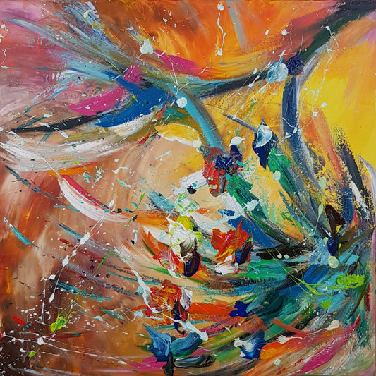 Solstice | 100 x 100 cm | Acrylique aux couteaux et brosses