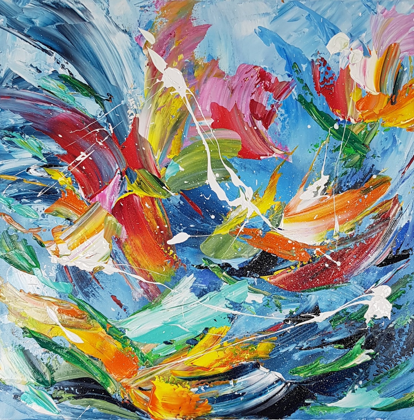 Poésie Florale | 50x50 cm | Acrylique aux couteaux